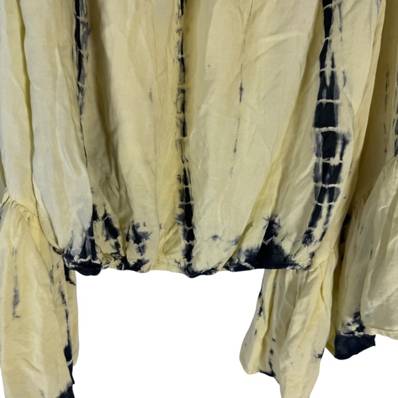 Surf Gypsy Yellow/Black Tie Dye Bell Sleeve Crop Top Sz M - Picture 5 of 8